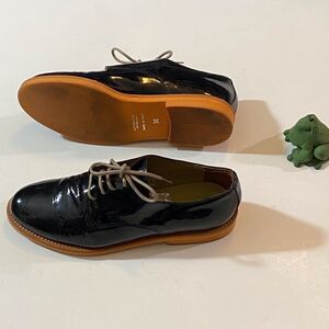 Mauro Leone Lavorazione Artigiana Made In Italy Black Oxford Shoes withTan Soles